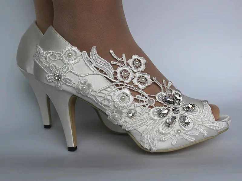 High Heel Wedding Shoes Women S Vintage Wedding Lace Peep Toe