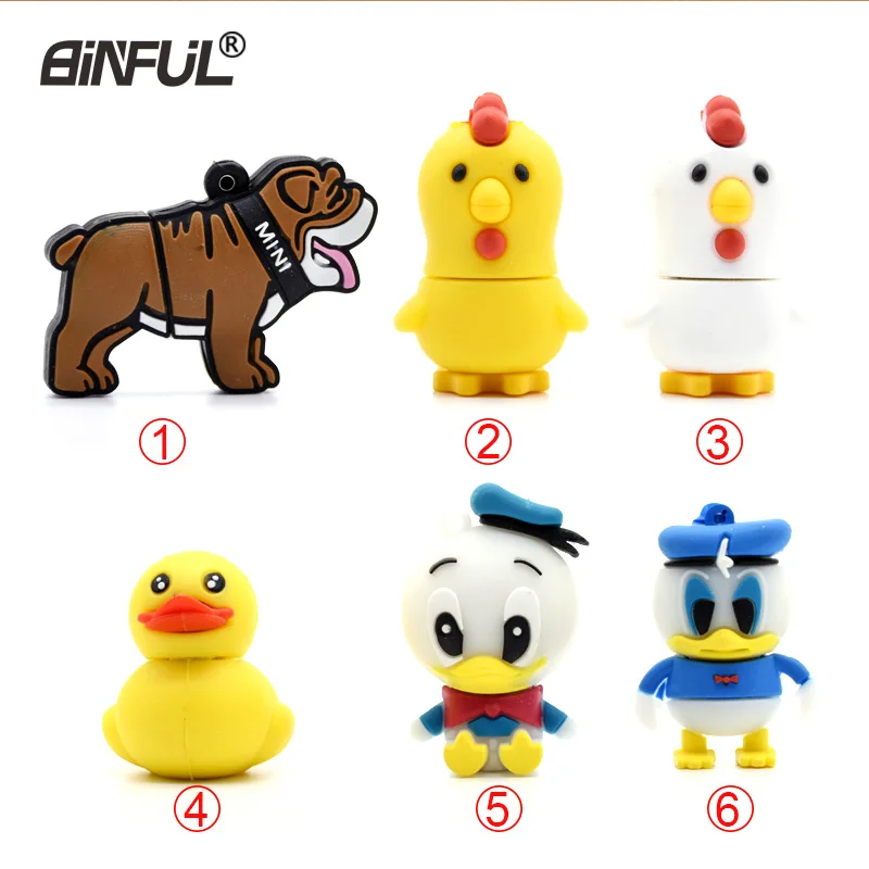 

cute Duck Dog usb flash drive4gb 8gb 16gb 32gb 64gb yellow cartoon animal memory stick Chicken storage device Pendrive U disk