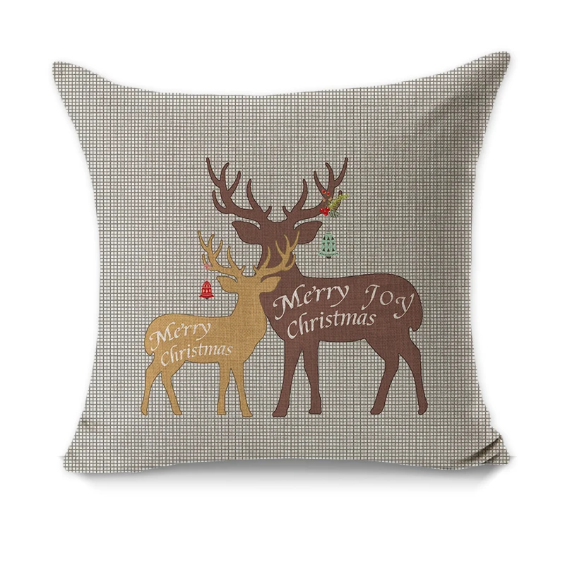 RUBIHOME Fashion Animal Deer Balloon Merry Christmas Gift Decorative Cushion Pillow Cover Throw Polyester Fabric Home Design