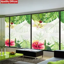 Тропические растения Цветы Узор Электростатическая пленка «замороженное стекло» ванная комната гостиная спальня детская комната раздвижная ПВХ дверь пленка