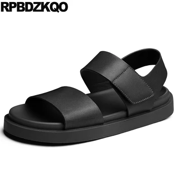 

black leather casual brown breathable beach water fashion waterproof outdoor roman open toe men gladiator sandals summer shoes