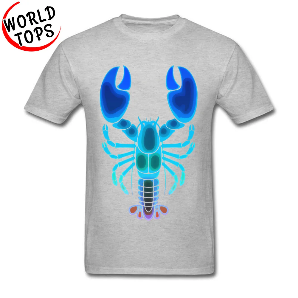 All Cotton Men Short Sleeve Moonlight Lobster T Shirts Design Tops & Tees Hip Hop Casual Round Collar Tee-Shirt Moonlight Lobster grey
