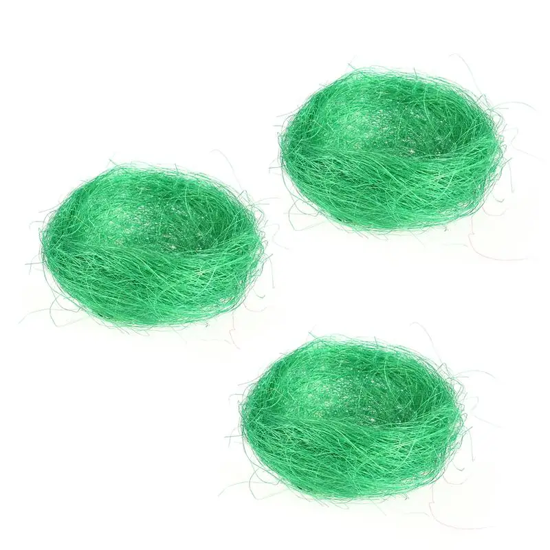 3 шт. искусственное гнездо пасхальное мини цветная нить птичьи гнезда для конфет яиц - Цвет: Grass Green