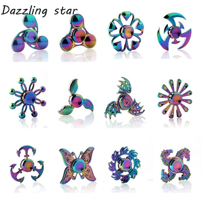 Details about   Christmas Gift Fidget Finger Spinner Hand Focus Tri LED Rainbow EDC Stress Toy 