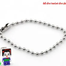 Прекрасный 100 Серебряный тон мяч цепи с разъемом застежки, 12 см(4 6/") длинные(B21488