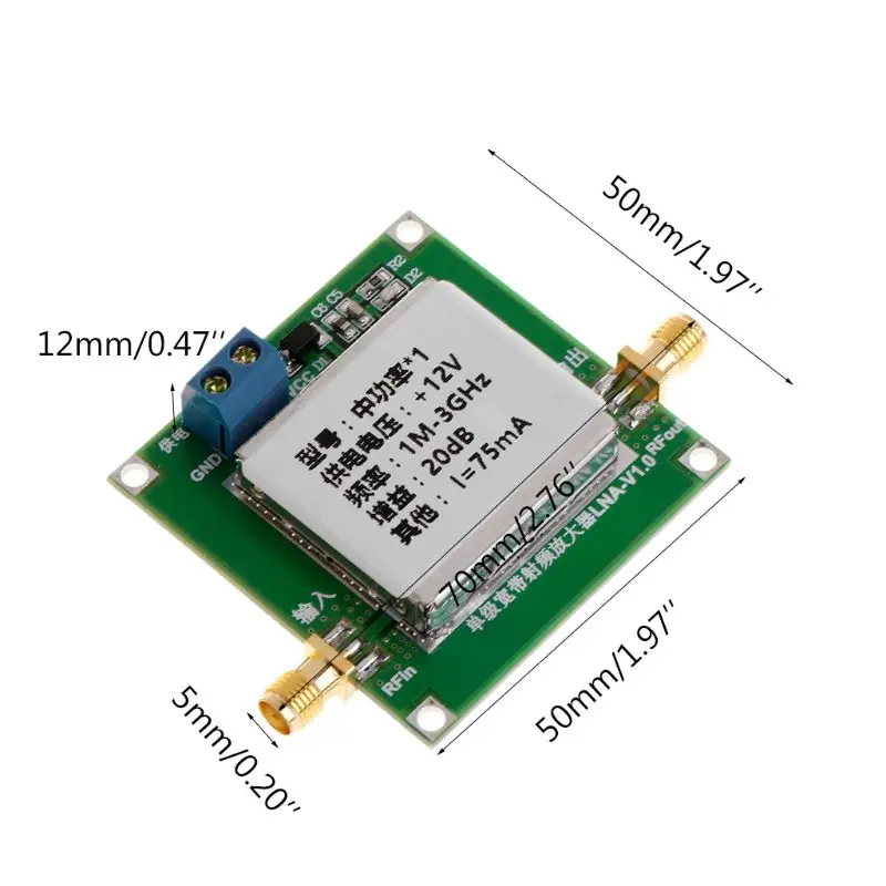 1-3000 МГц 2,4 ГГц 20dB LNA RF широкополосный низкий уровень шума усилитель UHF-Модуль ВЧ ОВЧ