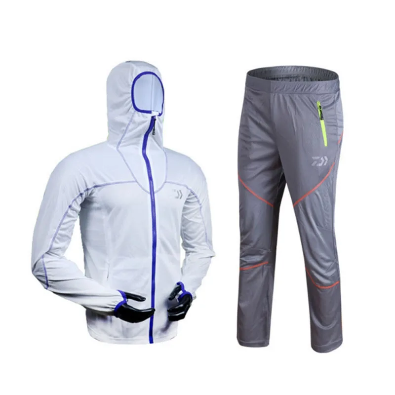 

2018 Summer DAIWA Outdoor Fishing Sun Qrotection Clothing Suit Hooded Zipper Mosquito Net Mesh Breathable Men