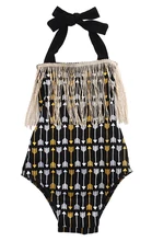 Newborn Infant Baby Kids Girls Arrows Backless Tassel Bodysuit Jumpsuit Outfits Sunsuit Clothes