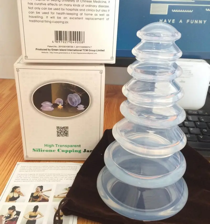 

Patented Premium Transparent Silicone Cupping jar Chinese cupping glass Suction Cupping Device 4 Cups Vacuum Cupping Set Massage