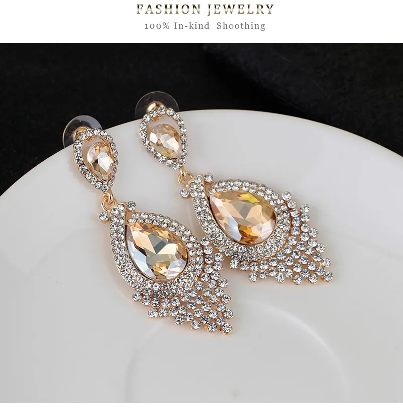 champange crystal earrings for women 5