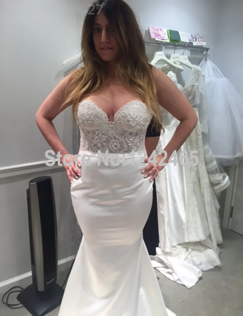 Modest Mermaid Sweetheart Wedding Gowns Cheap Spaghetti Strap Fish