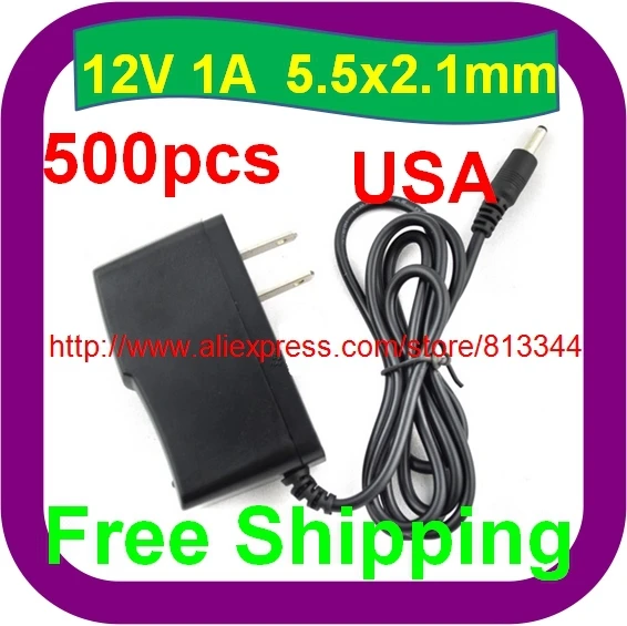 

500 pcs Free Shipping DC 12V 1A/1000mA USA PLUG Power Supply Adapter for CCTV Cameras Sky Netgear Routers