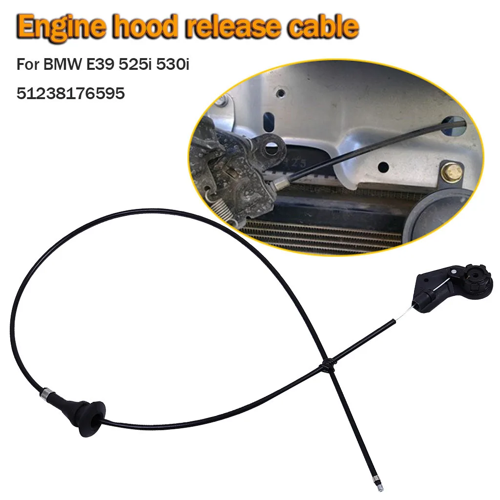 Hood Cable for BMW E39 520i 523i 525i 528i 530i 540i M5 Engine Hood Cable Bowden Front Flap OEM 51238176595 approx 114cm 8Z