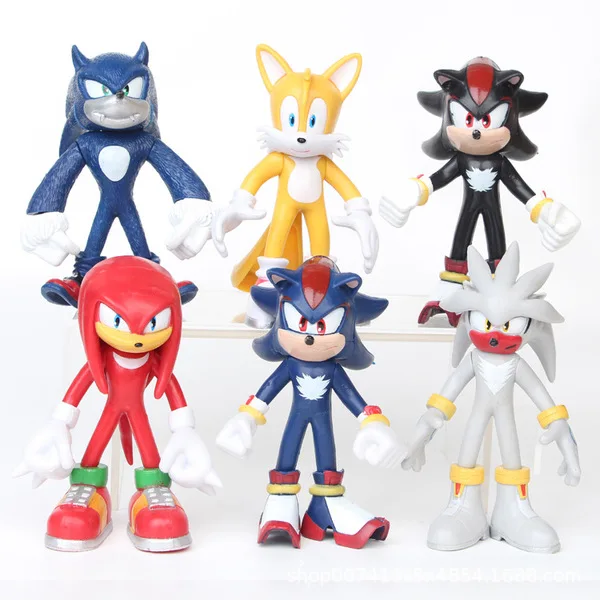 Экшн фигурка Аниме 6 шт./компл. ПВХ игрушка Sonic 1 4 персонажи фигурки с затемненными