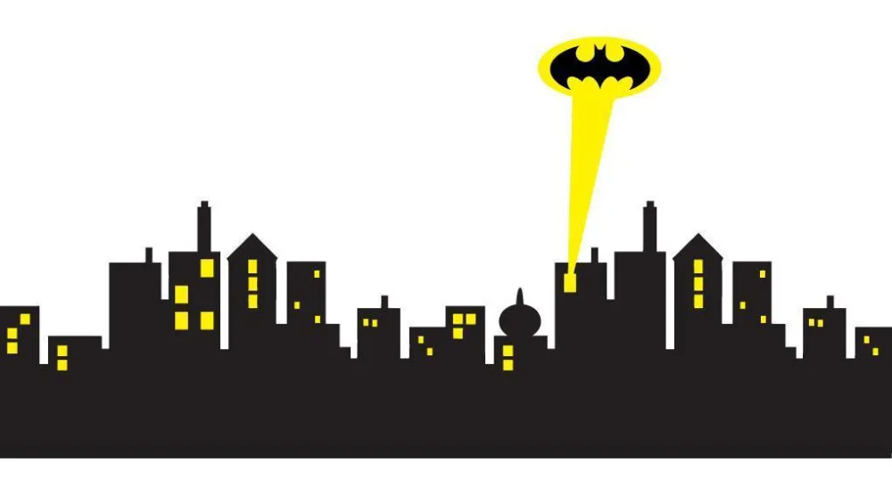 5 Ukuran Gotham Cakrawala Kota Batman Decal Stiker Dinding Dapat