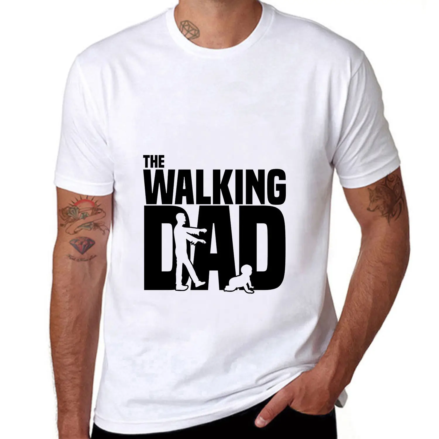 Мужские хлопковые футболки с коротким рукавом The Walking Dad черные топы хит продаж 2018