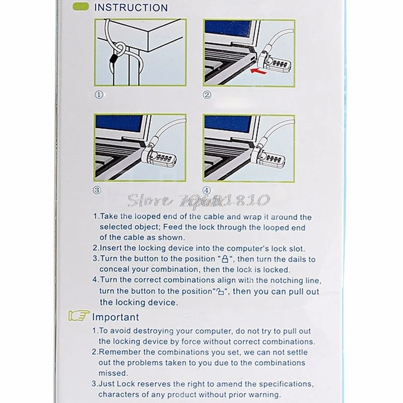 4 цифры Замок для компьютера Пароль безопасности Противоугонная цепь для ноутбука Тетрадь PC и Прямая поставка