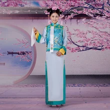 Топ Класс Древние китайские Инфанта драматургического платье фото платье династии Цин чонг-sam вышивать платье Косплэй один размер 081812