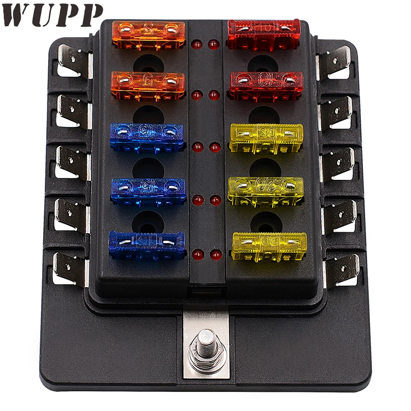1PCS 10 Ways Fuse Block Box Waterproof Circuit Car Blade Fuse Box Block