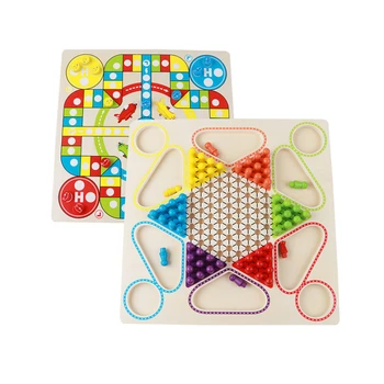 

Puzzle Children Wooden Toys Children Building Puzzle Checkers / Flying Chess Travel And Flying Chess Checkers Baby Wooden Toys