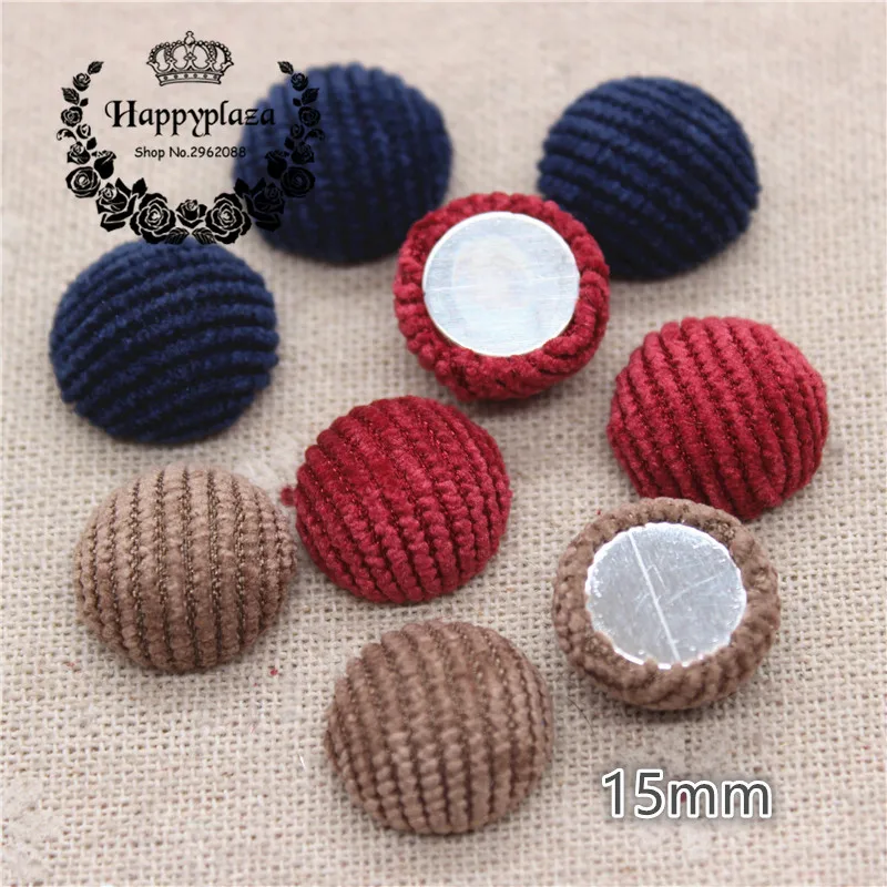 

50pcs 15mm Corduroy Fabric Covered Round Chunky Buttons Home Garden Flatback Cabochon Crafts Scrapbooking DIY