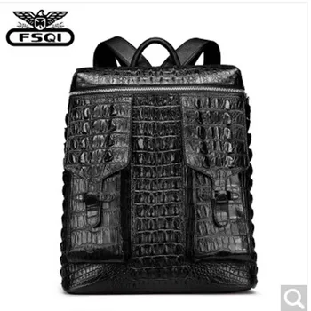 

fasiqi crocodile skin double single shoulder men's business men backpack large capacity leisure men's bags travel Black
