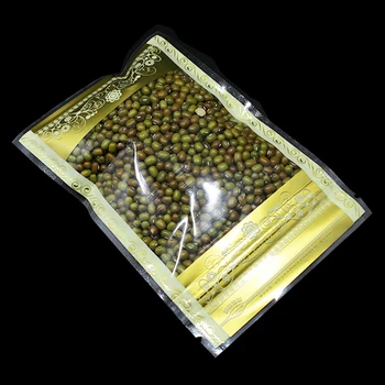 

800Pcs/lot DHL Plastic Ziplock Packaging Bag with Golden Printing Resealable Zipper Packing Pouch for Food Snack Beans Storage