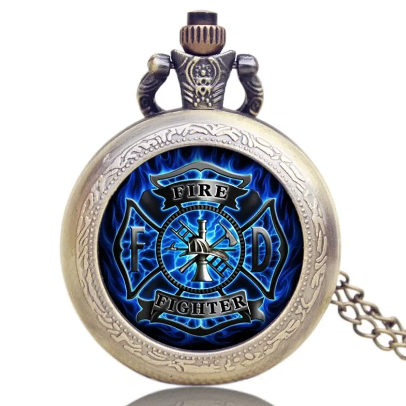 Прохладный для мужчин пожарный тема карманные часы с цепочки и ожерелья цепи Best подарок для огня для мужчин