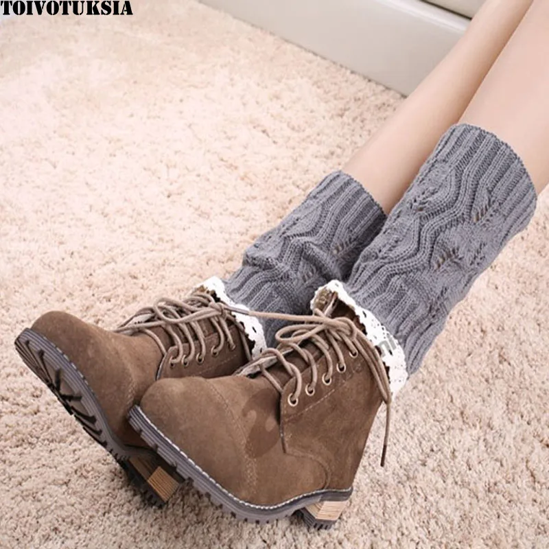 Toivotukasia ботинок носки в виде ботинок со шнуровкой для модных женских ботинок Манжеты