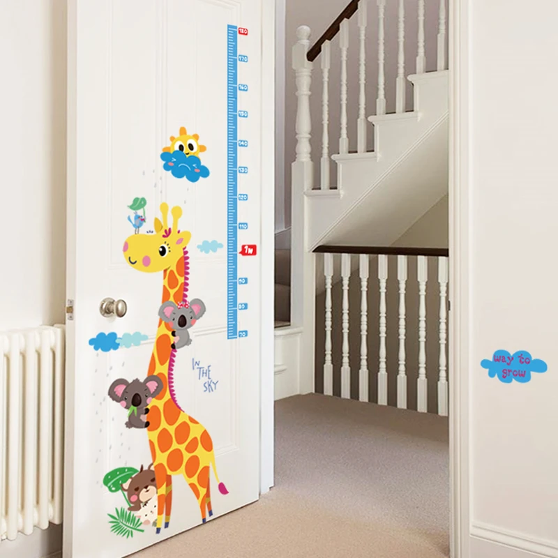 Mignon Girafe Sticker Mural Hauteur Echelle Mesure Autocollant Pour Chambre De Bebe Enfant Garderie Animal De Bande Dessinee Mur Art Aliexpress