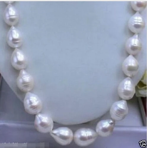 

FREE shipping>>>>HUGE SEA AAA+ 12-15 MM WHITE AKOYA BAROQUE PEARL NECKLACE 18