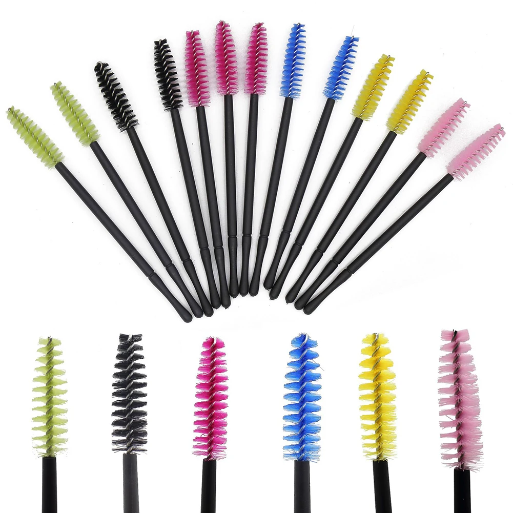 

50Pcs disposable mascara wands spiral wire eyelash curler solid eyelash brush eyebrow comb makeup tools