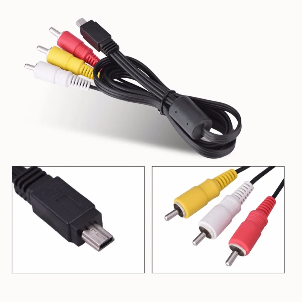 AV Cable Mini USB to 3 RCA Cable 1.2m Audio Video Cable for Canon