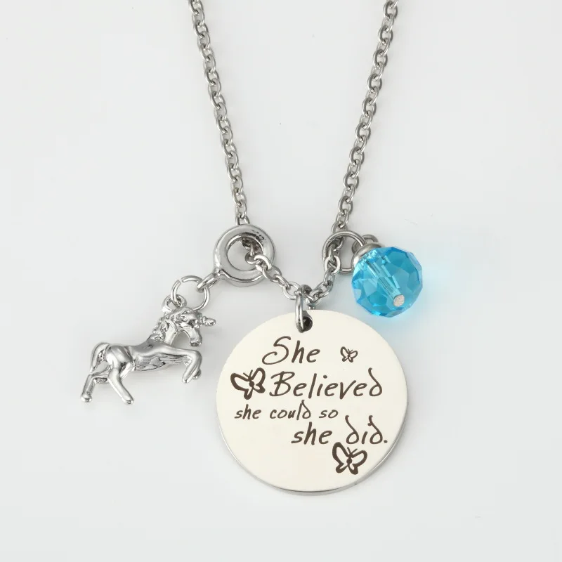 

Delicate and timeless Affordable Luxury Jewelry Minimalist Style-Unicorn stainless steel pendant jewelry-high polished charms