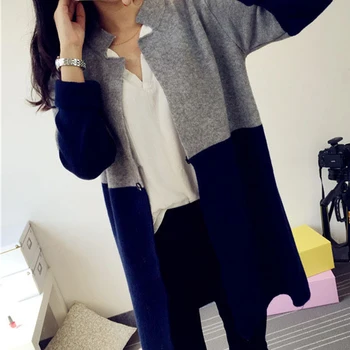 

New Fashion Women Loose Cardigan Knit Jumper Sweater Hot Sale Casual Tops Patchwork Outwear