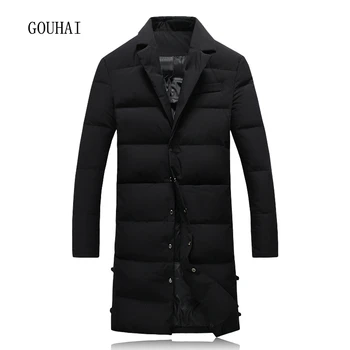 

Long Winter Jacket Mens White Duck Down Jacket Men Plus Size 5XL 2019 Solid Black Light Down Men Feather Jacket Male Parka Homme