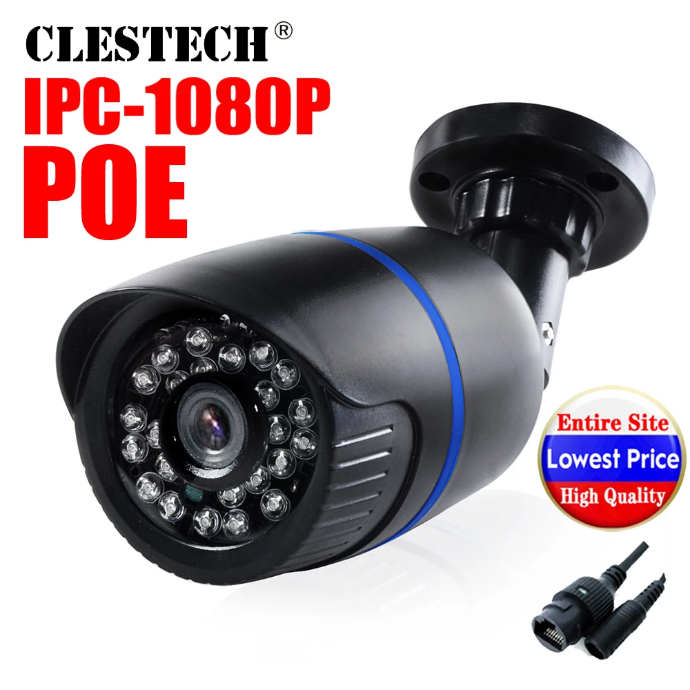 

48VPOE Onvif 1080P HD CCTV IP Camera 2.8mm 2.0MP 720P FULL digital Wide Angle Outdoor Security Waterproof IP66 Night Vision P2P