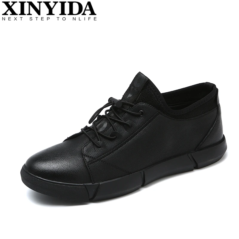 

High Quality Genuine Leather Men Skateboard Shoes Elastic Band Breathable Casual Shoes Men Hot Fashion Trainers Shoes Size 38-44