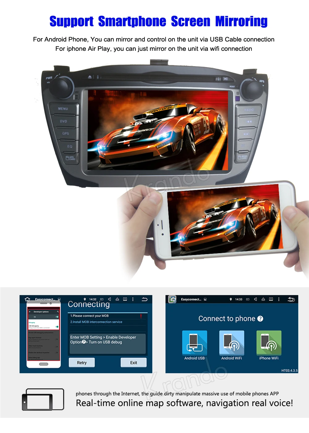 Cheap Krando 7" Android 9.0 car navigation multimedia system for Hyundai IX35 TUSCON 2009-2014 audio radio gps dvd player WIFI 3G DAB+ 9