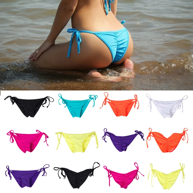 2018 сексуальное однотонное Бразильское бикини стринги купальник женский Холтер