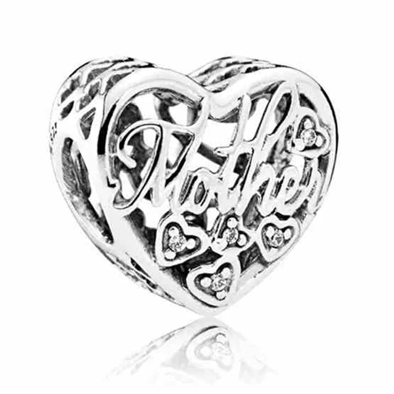 

Authentic 925 Sterling Silver Bead Charm Mother & Son Bond With Crystal Beads Fit Women Pandora Bracelet Bangle Diy Jewelry