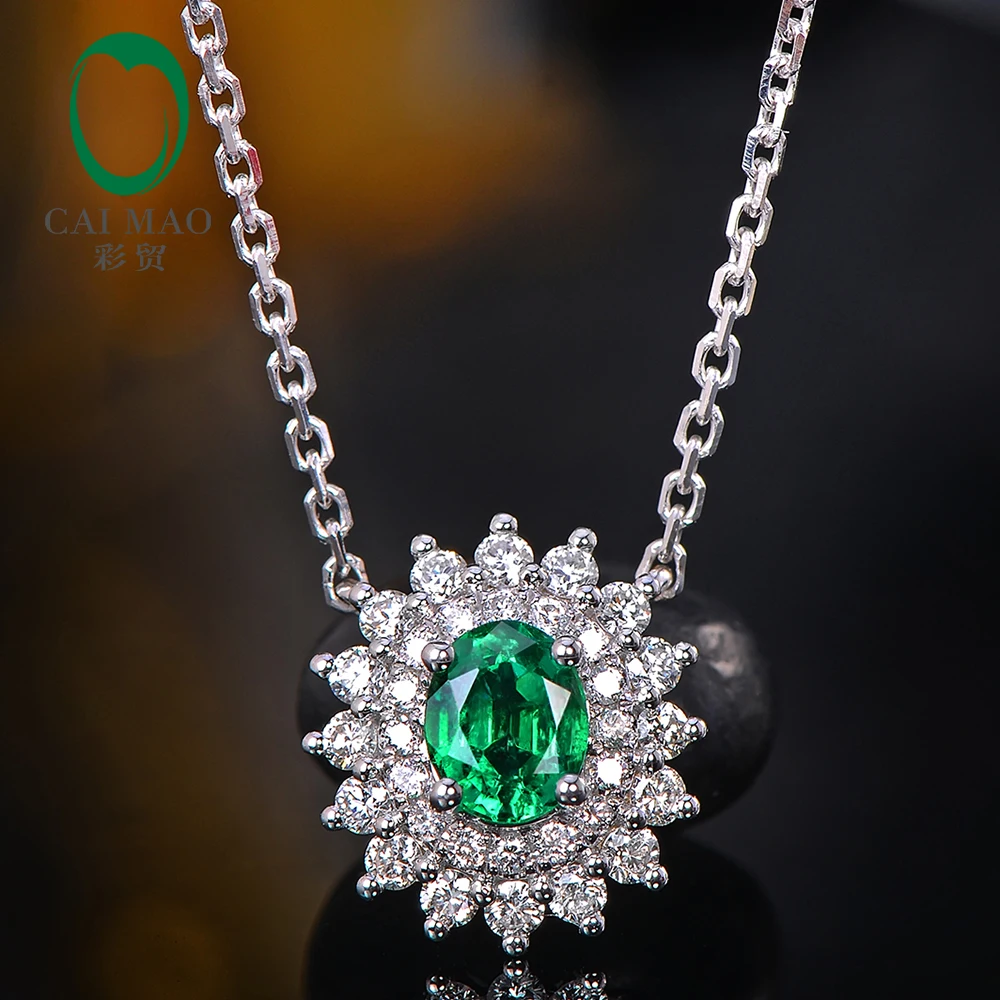 Blue Cubic Zirconia Sapphire 18KWGP Crystal Women Girl Pendant Chain Necklace