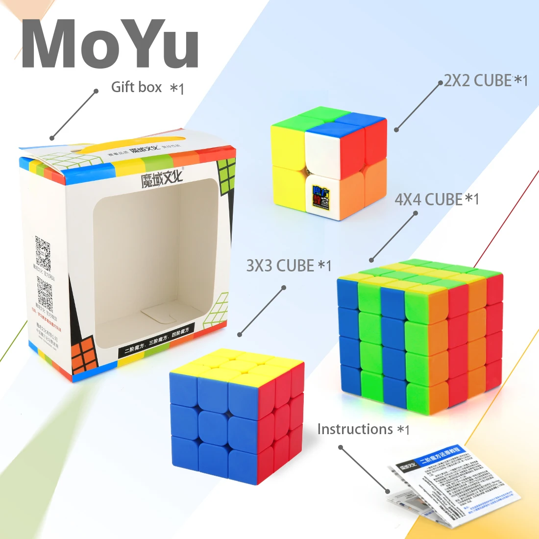 3Pcs set Cubing Classroom MF9302 2x2 3x3 4x4 Magic Cube Gift Box Series Stickerless