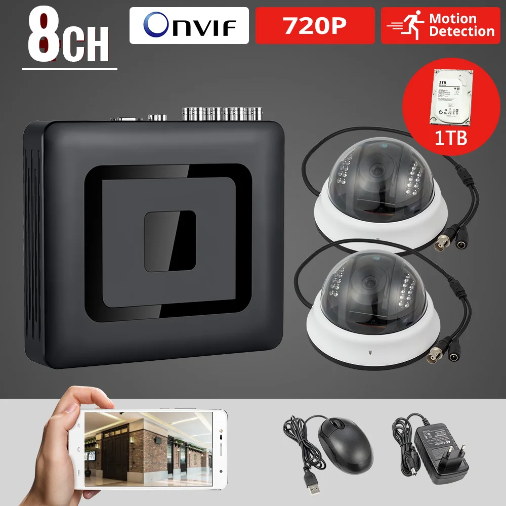 8CH видеонаблюдения Камера система DVR 2 шт. 2000 ТВЛ 1 0 MP IR cut наружное