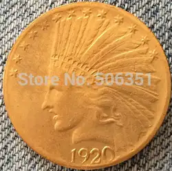 24-K позолоченный 1920-S Indian head $10 золотая монета КОПИЯ