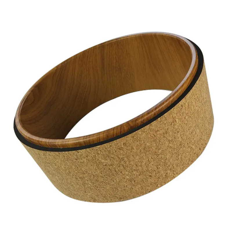 [QUBABOBO] Cork Surface Yoga Circles Pilates Exercise Sports Training Equipment Professional Body Building Fitness Yoga Wheel