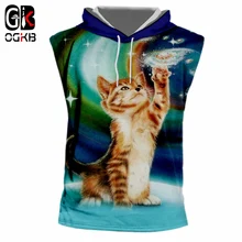 OGKB без рукавов Мода О-образным вырезом 3D печать Пейсли кошка уличная 7XL костюм мужской майка весна cap