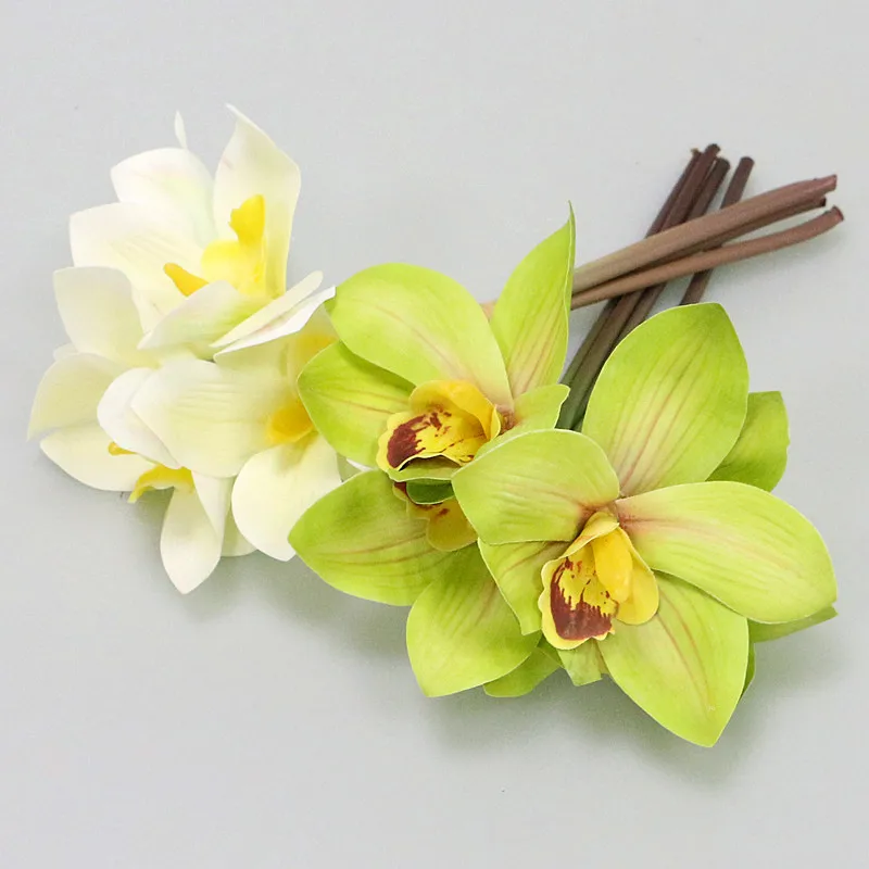 Flone Искусственный Настоящее сенсорный Cymbidium Моделирование Малый цветок орхидеи искусственные цветы, букет Свадебный дом вечерние Декор