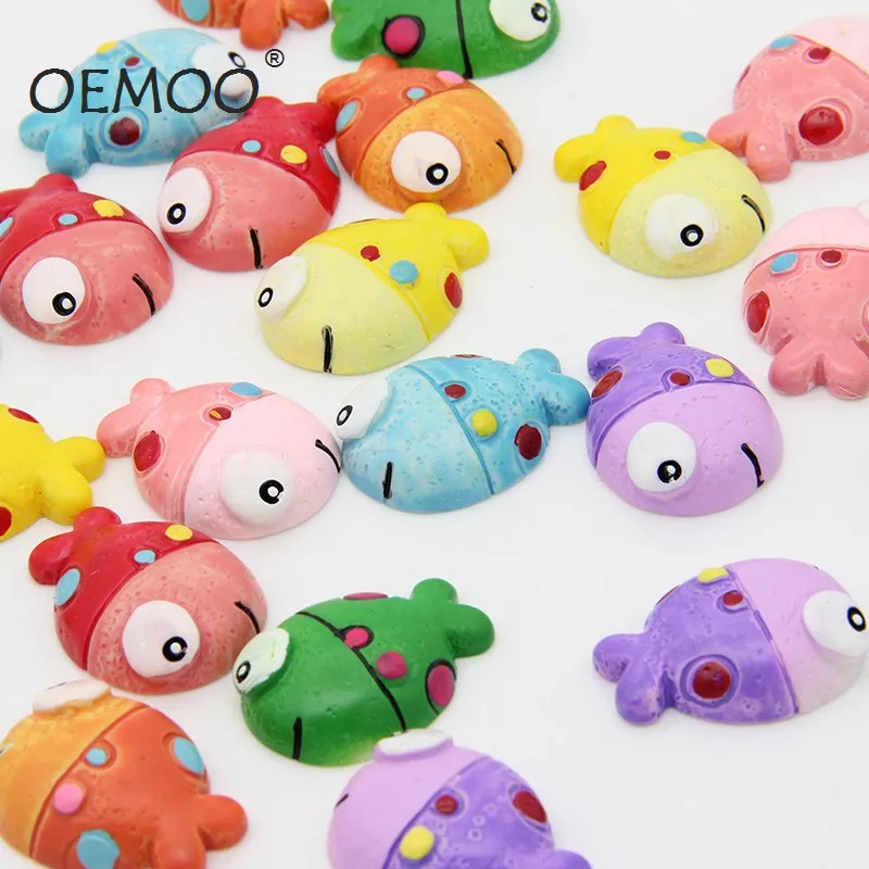 

10pcs/lot Kawaii Fish Resin Cabochon Embellishment DIY Party Favor kawaii cabochon resin decoration diy hair phone 20*26