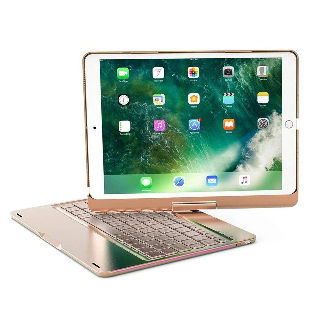 Gold Bluetooth клавиатура с поворотной подсветкой для Ipad 10,5 дюйма 360 градусов - Цвет: Gold